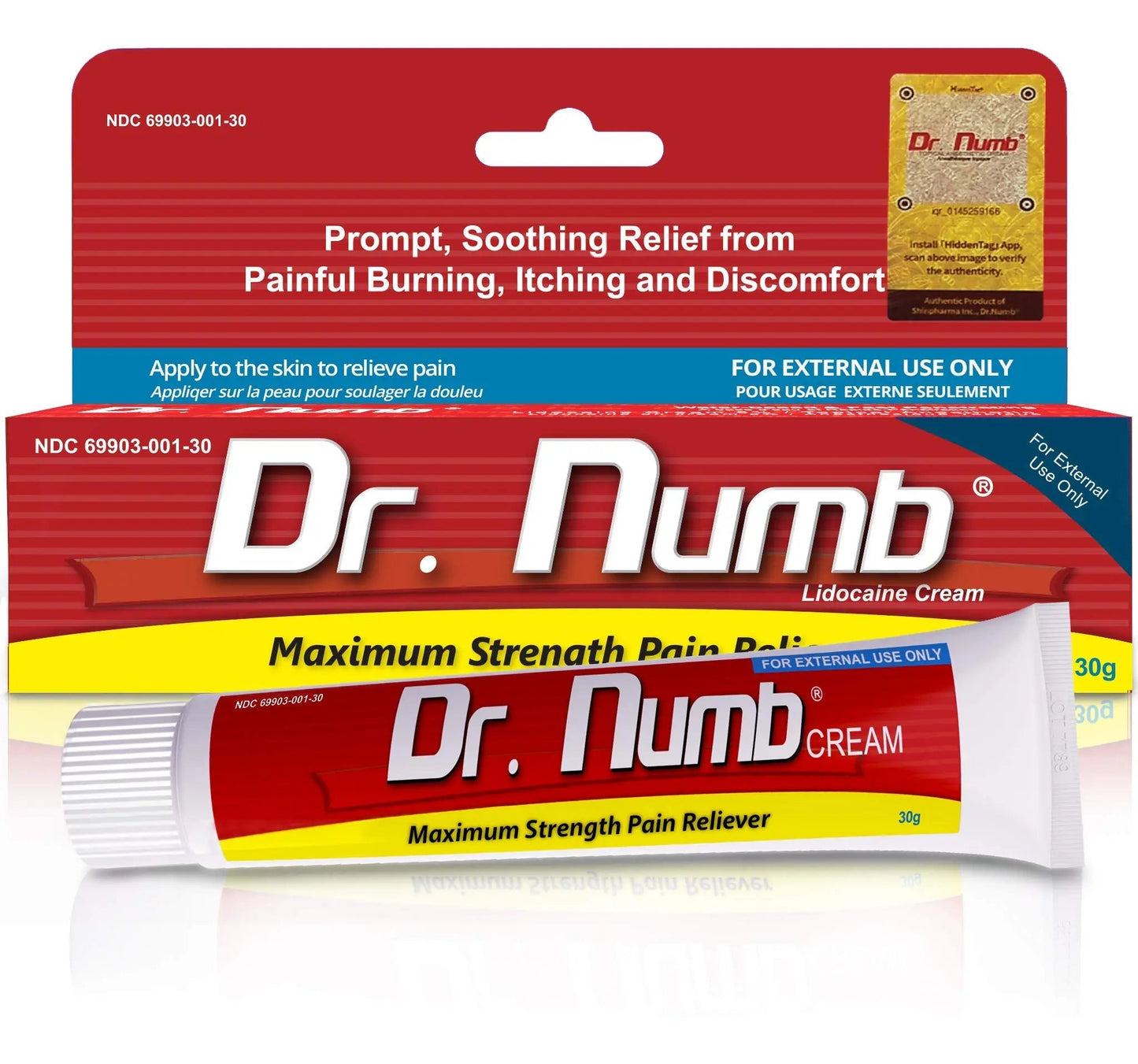 Dr. Numb 5% Lidocaine Numbing Cream, Fast-Acting Maximum Strength Topical Anesthetic Pain Relief Burn Itch Numb Cream with Vitamin E for Hemorrhoid Treatment, Local and Anorectal Uses - 30g Dr. NumbBuy Supplements Australia