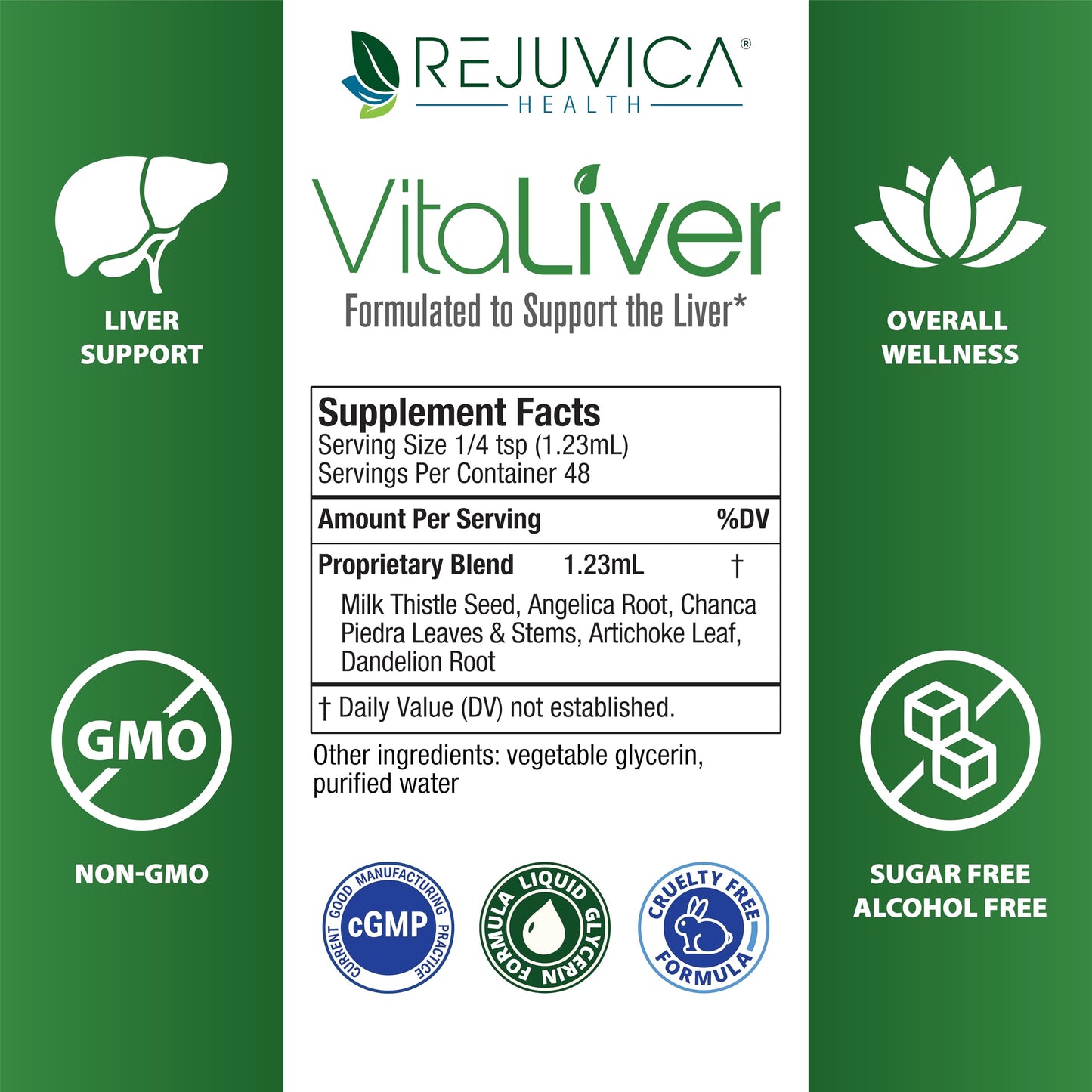 Rejuvica Health VitaLiver | Liver Cleanse & Detox Drops | Milk Thistle, Artichoke, Chanca Piedra & Dandelion Extract | Fatty Liver Support Repair
