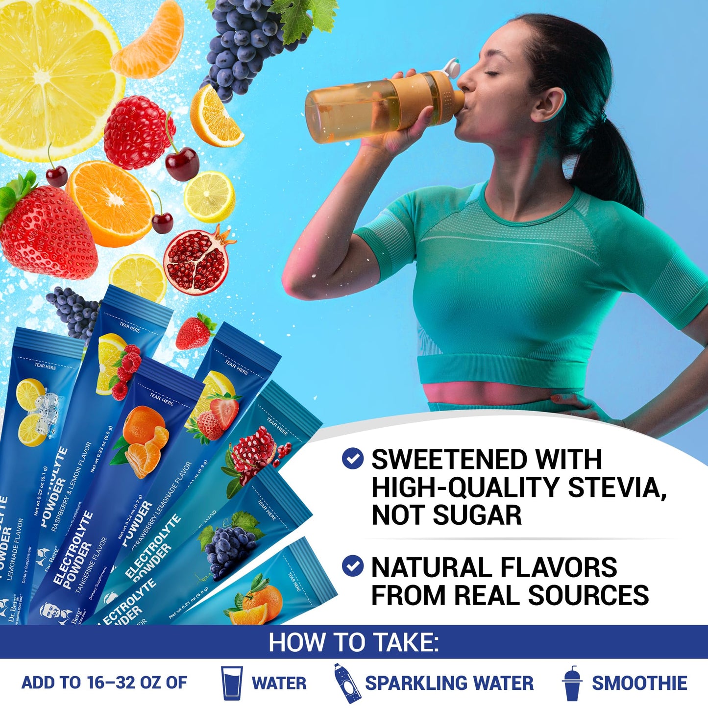 Dr. Berg Sugar Free Electrolyte Powder Packets (Variety Pack) - Daily Electrolyte Drink Mix - 28 Total Hydration Pouches Sugar Free