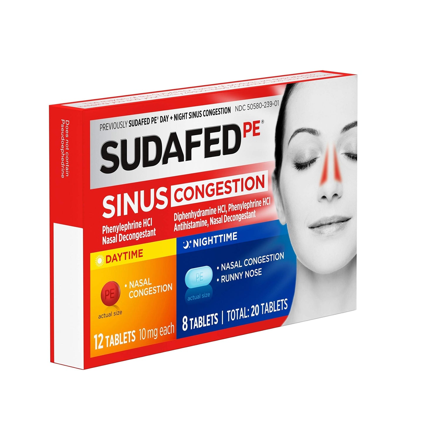 Sudafed PE Sinus Congestion Day + Night Maximum Strength Decongestant & Antihistamine Tablets with Phenylephrine HCl & Diphenhydramine HCl, Helps Nasal & Sinus Pressure & Congestion, 20 ct Sudafed buy supplements Au