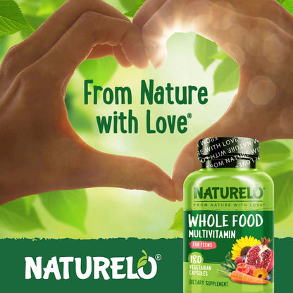 NATURELO Multivitamins for Teenage Girls/Boys, 180 Capsules, Whole Food Multivitamin with Minerals, Non-GMO, Vegetarian NATURELOBuy Supplements Australia