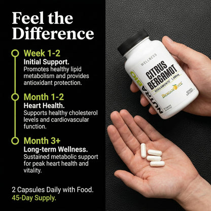 NutraBio Citrus Bergamot Bergamonte Extract Supplement, 1,000mg - May Help Promote Cardiovascular Health and Wellness, 90 Capsules