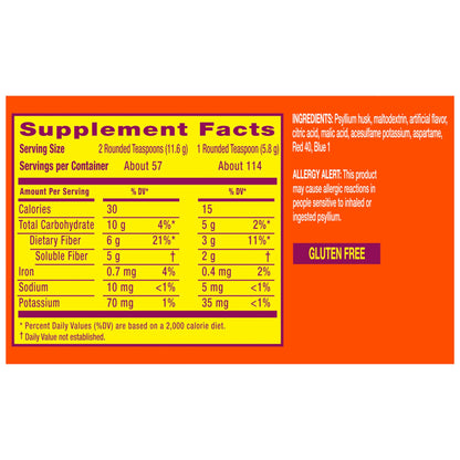 Metamucil, 4-in-1 Fiber Supplement, Psyllium Husk Powder, Sugar-Free Powder, Berry Flavored Drink, 114 Servings