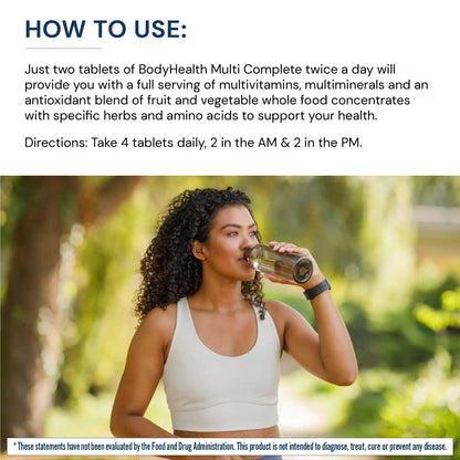 BodyHealth Multi Complete (120 Ct) Daily Multivitamin for Men and Women with Whole Foods, Minerals, Antioxidants BodyHealth