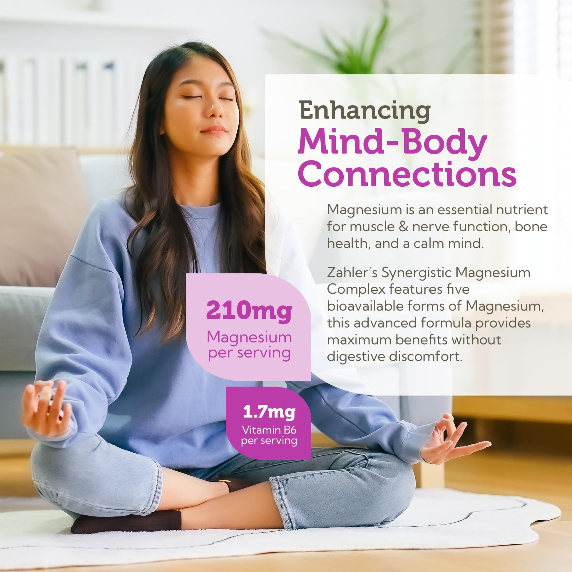 Zahler Magnesium Complex Supplement - Multi Magnesium Supplement Blend with Magnesium Glycinate, Malate, Aspartate, Taurinate and Oxide Plus Vitamin B6 - Bone Nerve Heart & Muscle Health (60 Capsules) Zahler buy supplements Au