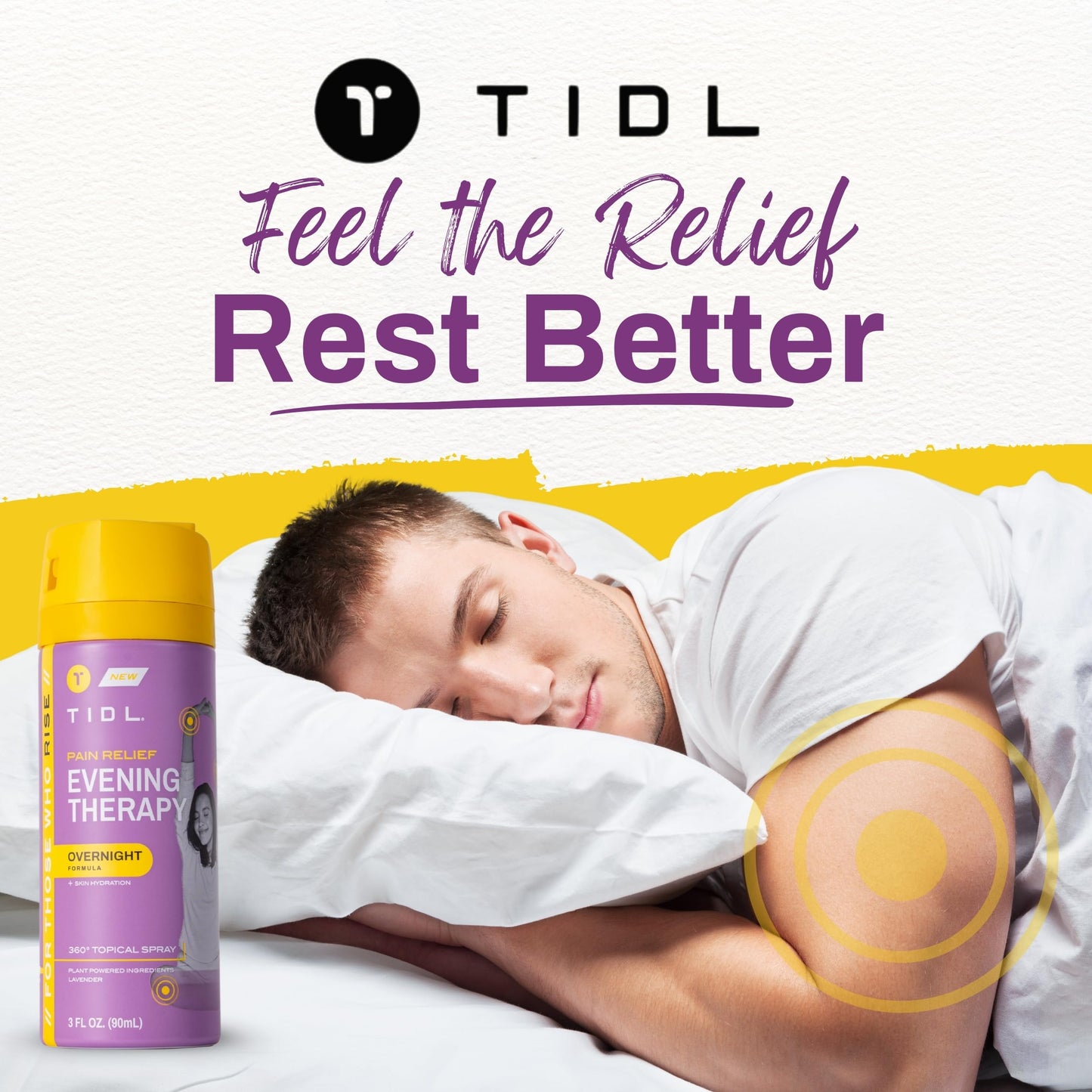 TIDL - Evening Therapy Pain Relief Spray - Fast-Acting Relief for Lower Back, Knee, Muscle & Joint Pain - Nighttime Relaxation & Skin Hydration - Lavender, Topical, Plant-Based Menthol (3oz, 1-Pack) TIDLBuy Supplements Australia