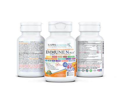 (60 Capsules), NAC 600mg, Quercetin 1,000mg, Vitamin C 500mg, Zinc 50mg, Vitamin D3 5,000iu, Selenium, Copper, Acerola, Ginger, Rutin, Citrus Bioflavonoids, Rose Hips, Echinacea, Immune N Plus 15 in 1 KAPPA NUTRITION buy supplements Au