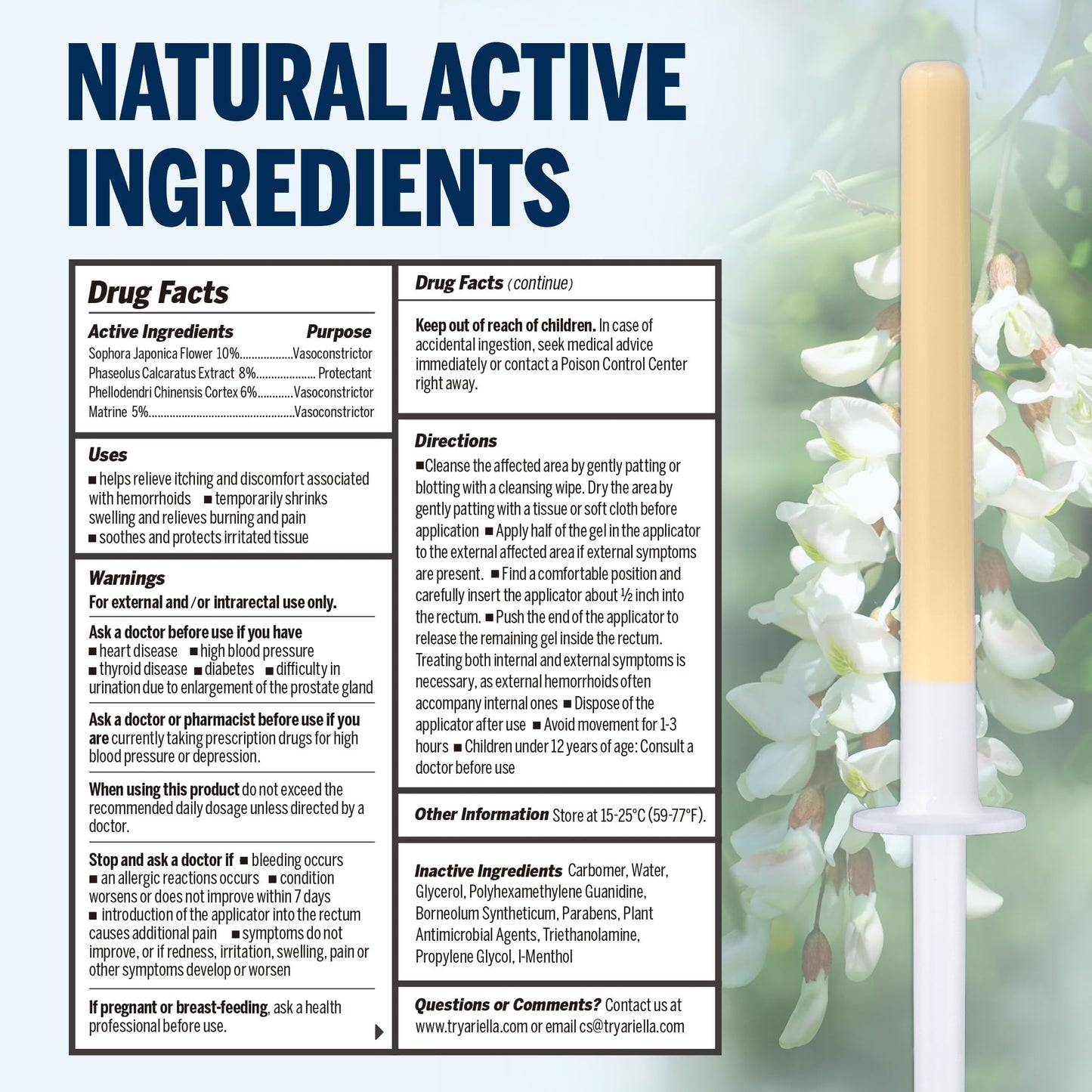 Ariella Hemorrhoid Treatment Suppository Gel: Natural & Herbal - Relieve Itching Burning Discomfort - Internal Relief - New Rounded Applicator - Nighttime Use (Pack of 12) AriellaBuy Supplements Australia