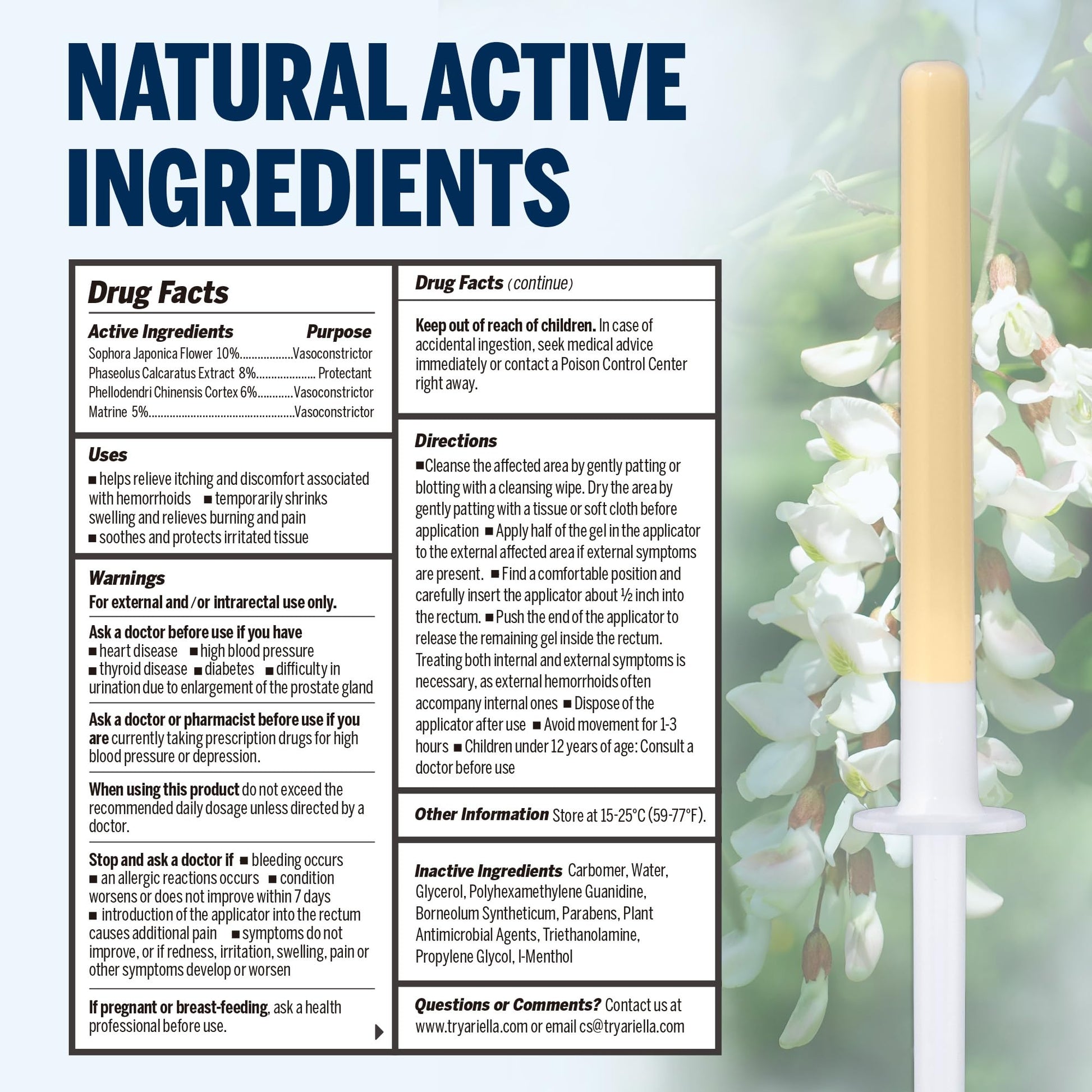 Ariella Hemorrhoid Treatment Suppository Gel: Natural & Herbal - Relieve Itching Burning Discomfort - Internal Relief - New Rounded Applicator - Nighttime Use (Pack of 12) AriellaBuy Supplements Australia