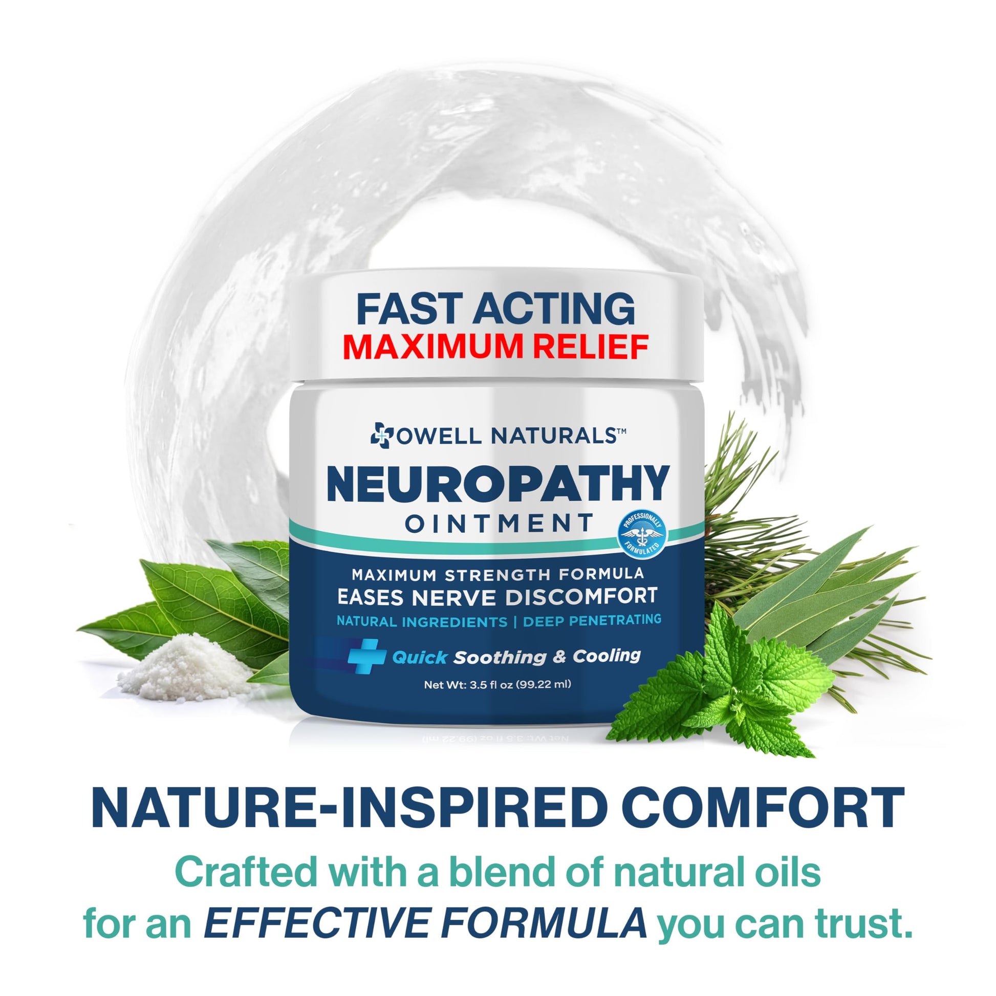 Owell Naturals Neuropathy Nerve Ointment for Feet, Fingers, Hands, Toes, Back, Legs & Arms - Fast-Acting Formula, Max Strength, Cooling Effect, 3.5 Fl Oz Owell NaturalsBuy Supplements Australia
