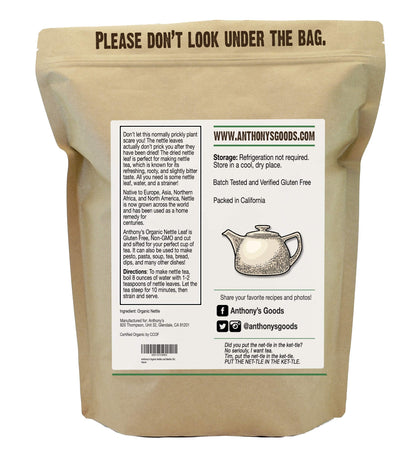Anthony's Organic Nettle Leaf, 1 lb, Gluten Free, Non GMO, Cut & Sifted, Non Irradiated, Keto Friendly
