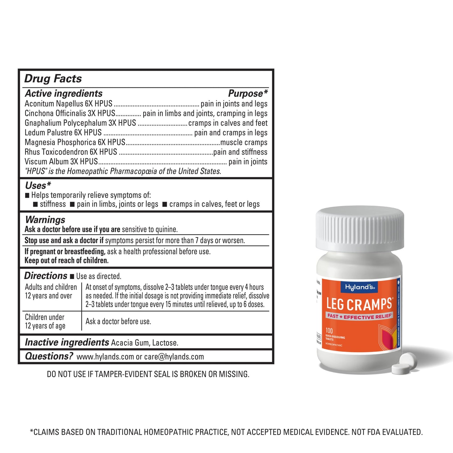 Hyland's Leg Cramps, Relief of Leg, Calf, Charley Horses, and Foot Cramps, 100 Quick-Dissolving Tablets Hyland's buy supplements Au