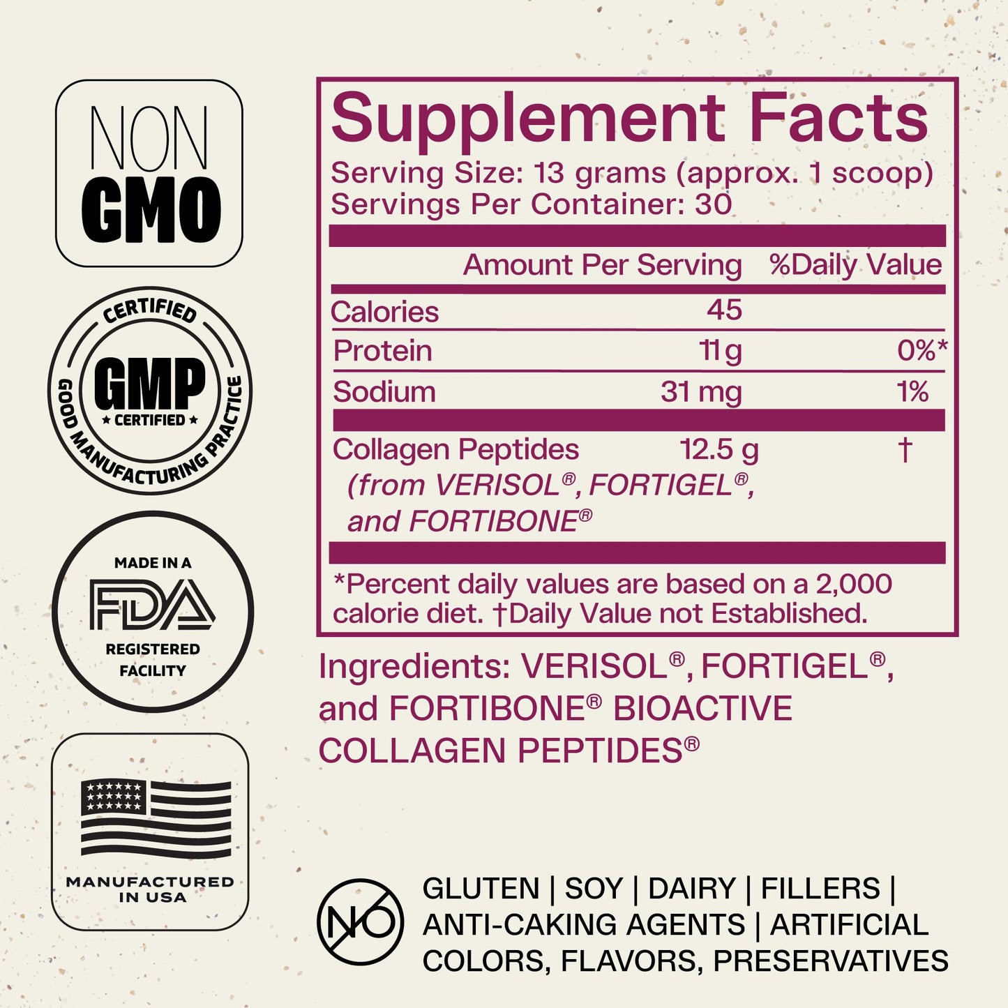 FORTIBONE® Collagen - 3 Clinically-Supported Bioactive Collagen Peptides with FORTIBONE®, FORTIGEL®, VERISOL® Unflavored Collagen for Women - Reduce Wrinkles,