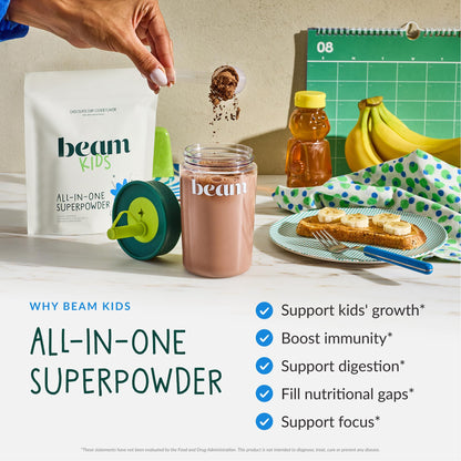 Beam Kids Multivitamin Powder – Kids Vitamins with Greens, Probiotic & Prebiotic, Immune Support for Children & Toddlers, No Artificial Sweeteners, For Picky Eaters,