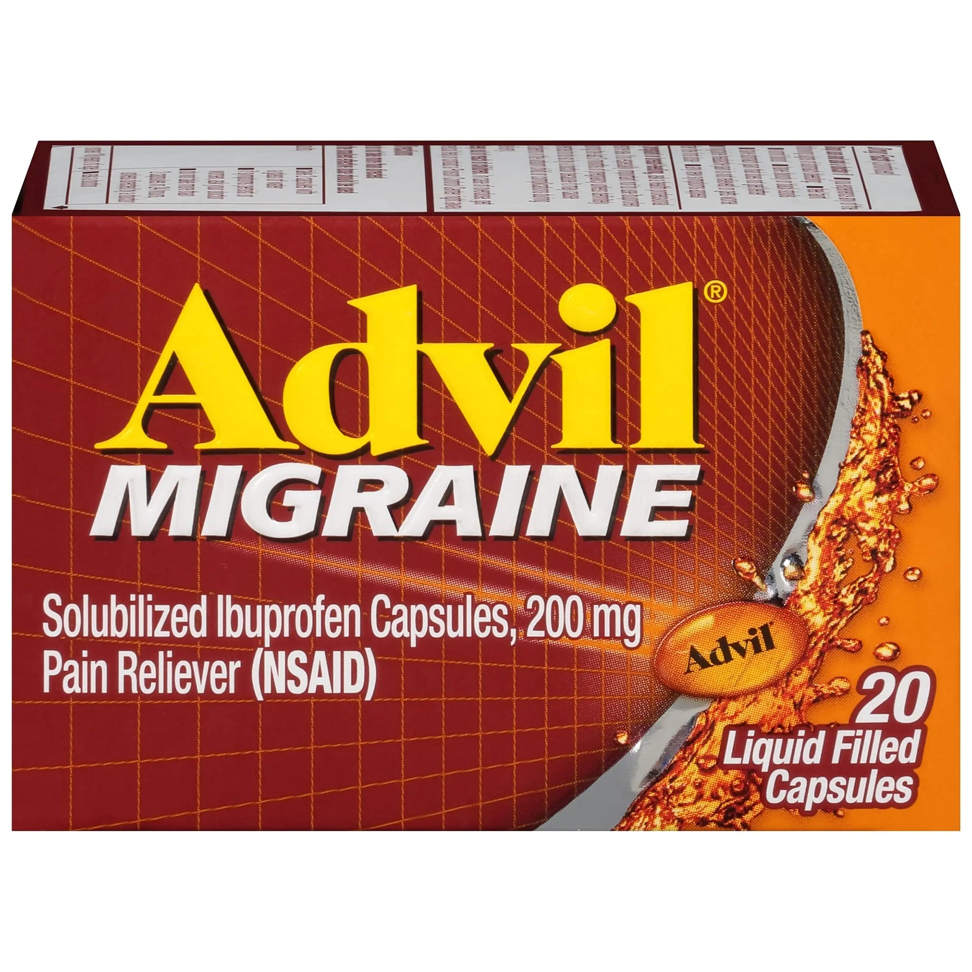 Advil Migraine Headache Relief, Ibuprofen Capsules with Ibuprofen 200mg for Migraine Relief, Nausea Relief and Light Sensitivity Relief - 20 Liquid Filled Capsules AdvilBuy Supplements Australia