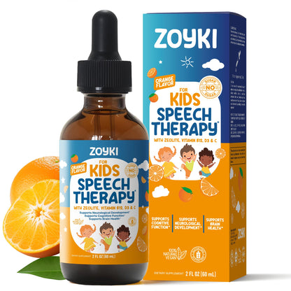 Zoyki Speech Therapy Drops for Kids - Speech Support Supplement for Communication Delay Cognitive Function Language & Brain Development with Zeolite Vitamins B12 D3 C - Sugar Free Gluten-Free Vegan ZoykiBuy Supplements Australia