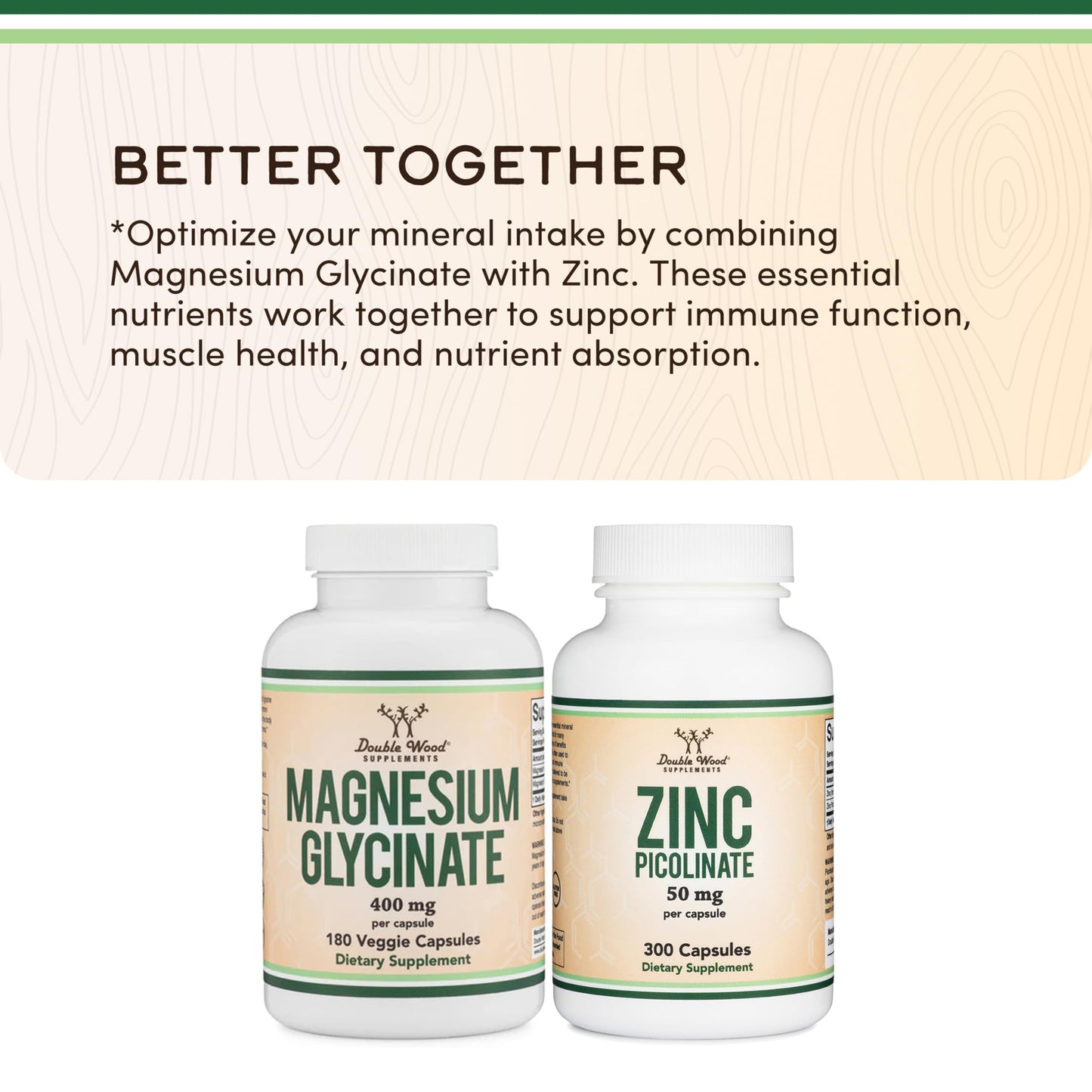 Magnesium Glycinate 400mg | 180 Capsules | Sleep, Muscle, & Heart Support | Vegan, Third Party Tested, Gluten Free, Non-GMO, by Double Wood Supplements Double Wood SupplementsBuy Supplements Australia