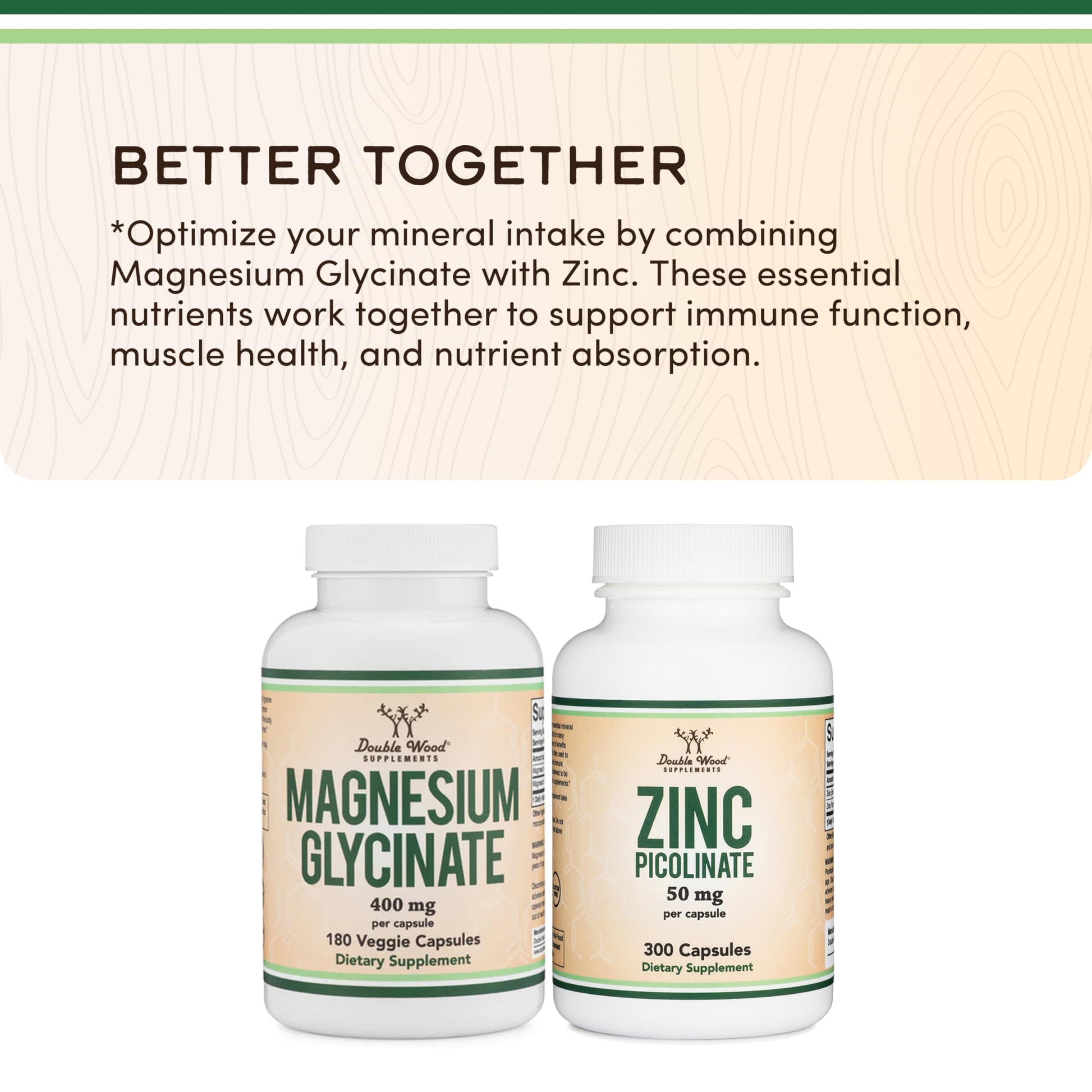 Magnesium Glycinate 400mg | 180 Capsules | Sleep, Muscle, & Heart Support | Vegan, Third Party Tested, Gluten Free, Non-GMO, by Double Wood Supplements Double Wood SupplementsBuy Supplements Australia