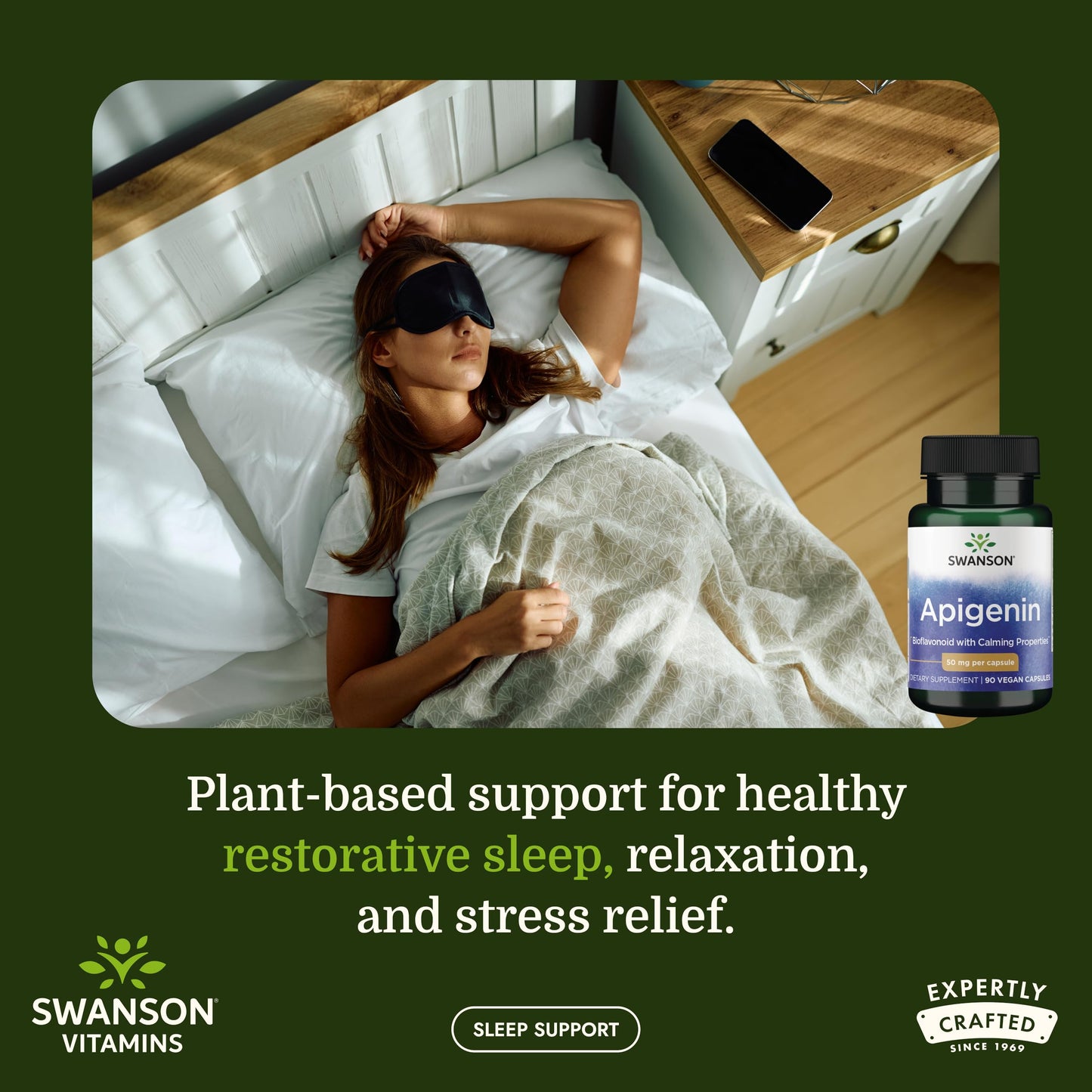 Swanson Apigenin – Sleep and Relaxation Supplement – Natural Support – 90 Caps, 50 mg (Packaging may Vary)