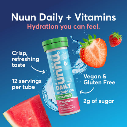 Nuun Vitamins Electrolyte Tablets with Vitamin D, C, E, A, & B6, Folic Acid, Magnesium & 4 Other Essential Electrolytes, Gluten Free & Vegan