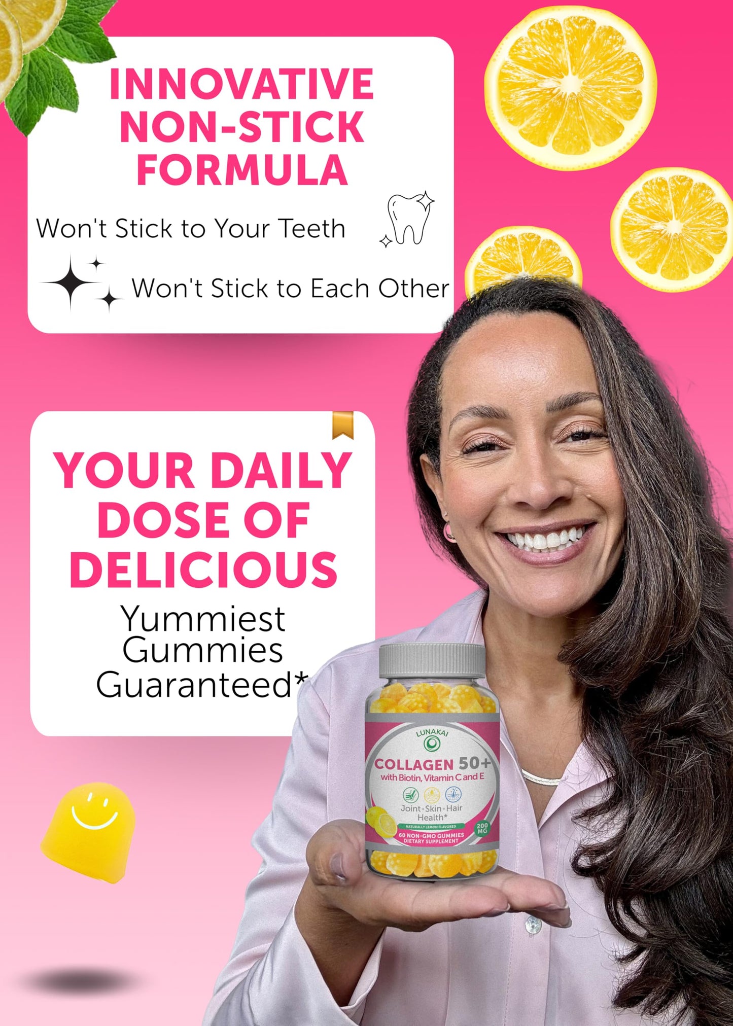 Lunakai USA Made Collagen Gummies for Women & Men Over 50, Biotin & Vitamin C, Supports Skin Elasticity, Hair & Nail Strength, Joint Support, 60ct Lunakai buy supplements Au