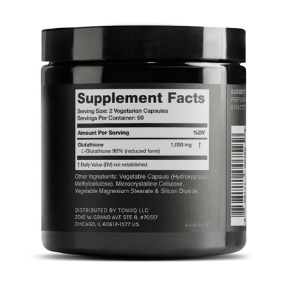 Toniiq Ultra High Strength Glutathione Capsules - 1000mg Concentrated Formula - 98%+ Highly Purified and Bioavailable - Non-GMO Fermentation - 120 Capsules Reduced Glutathione Supplement Toniiq buy supplements Au
