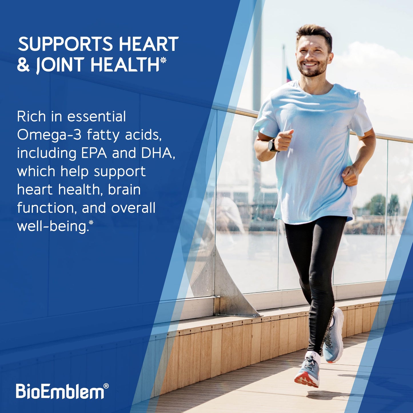 BioEmblem Omega-3 Fish Oil 2000mg - Small Size Softgels, High Absorption Form, Sustainable - 1400mg EPA &DHA Plus Vitamin D3, Non-GMO, Heart, Joint, & Brain Health Fish Oil Supplement, 120 Ct BioEmblem buy supplements Au
