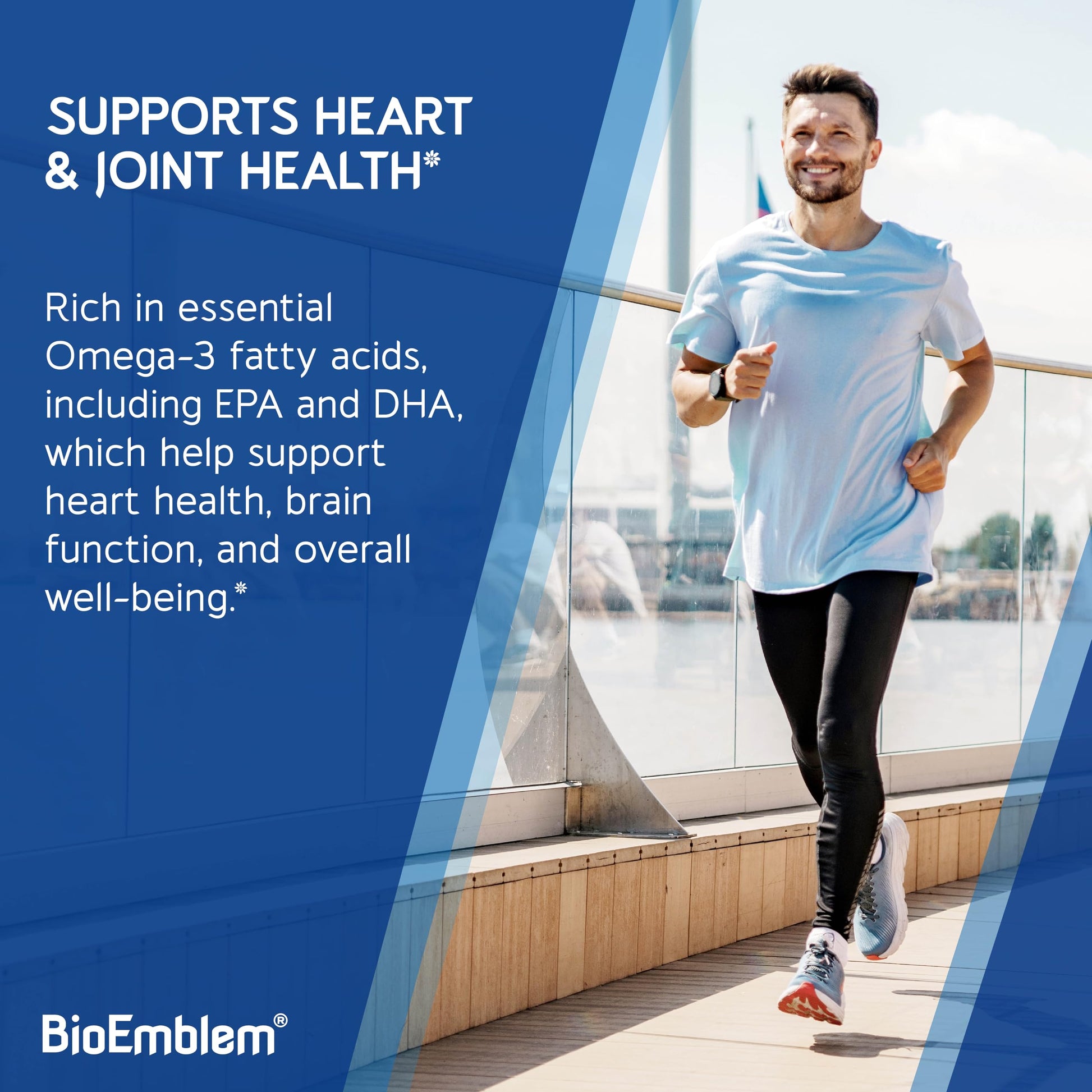 BioEmblem Omega-3 Fish Oil 2000mg - Small Size Softgels, High Absorption Form, Sustainable - 1400mg EPA &DHA Plus Vitamin D3, Non-GMO, Heart, Joint, & Brain Health Fish Oil Supplement, 120 Ct BioEmblem buy supplements Au