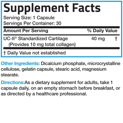 Bronson UC-II Type II Collagen with Undenatured Type II Collagen, 30 Capsules
