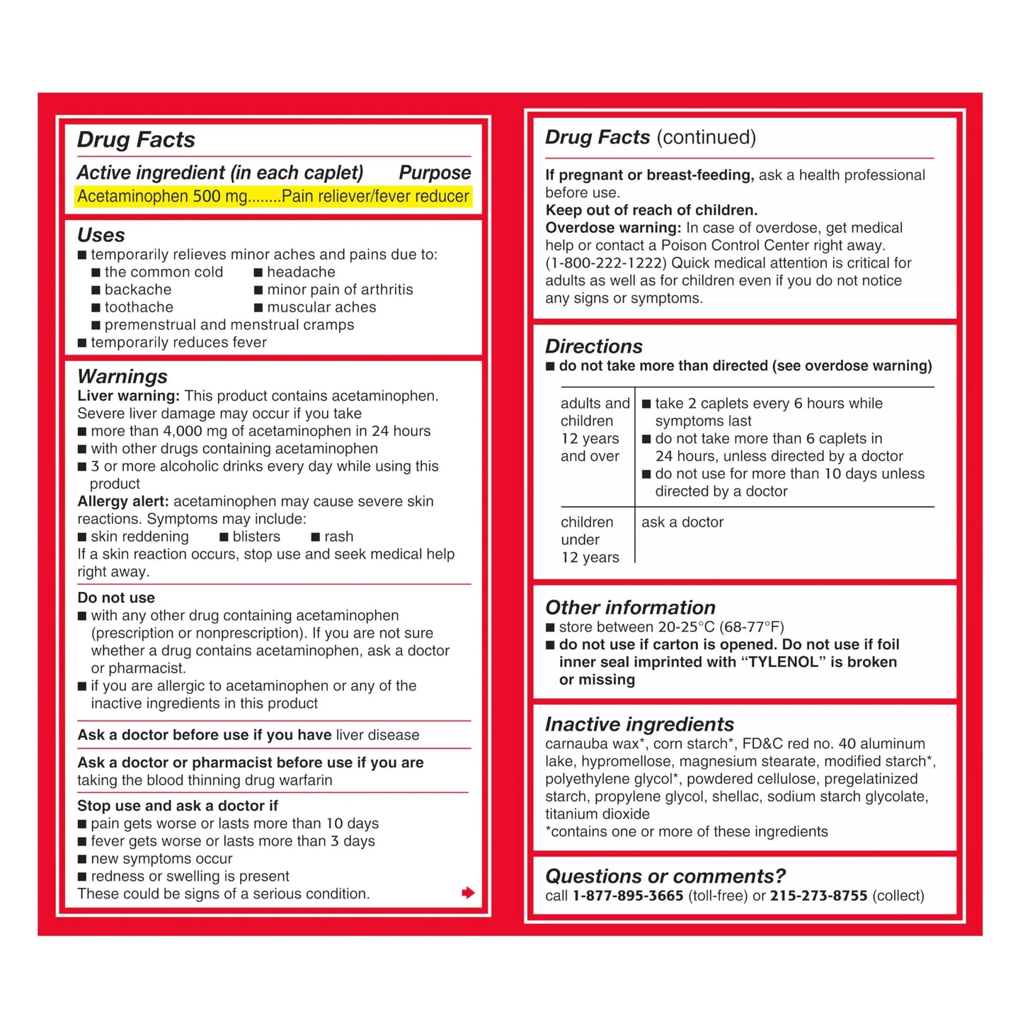 Tylenol Extra Strength Acetaminophen Caplets, 500 mg, Pain Relief & Fever Reducer for Headache, Backache, Toothache, Menstrual Cramps & Pain, Travel-Friendly Packaging, 2-Caplet Pouches, 50 Count TylenolBuy Supplements Australia