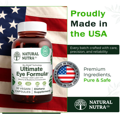 Natural Nutra Ultimate Eye Health Supplement - Bilberry & Blueberry Extract Blend for Day and Night Vision Support, Promotes Color Perception & Eye Clarity - Non-GMO, Vegan - 30 Capsules (Pack of 3) Natural Nutra buy supplements Au