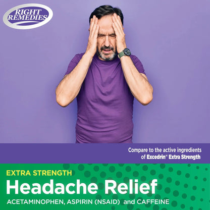 RIGHT REMEDIES Extra Strength Headache Relief with Acetaminophen, Aspirin (NSAID) & Caffeine, (300 caplets), Back & Body Pain Relief, Compare to The Active Ingredients in Excedrin® Extra Strength RIGHT REMEDIESBuy Supplements Australia