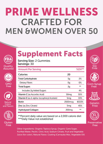 Lunakai USA Made Collagen Gummies for Women & Men Over 50, Biotin & Vitamin C, Supports Skin Elasticity, Hair & Nail Strength, Joint Support, 60ct Lunakai buy supplements Au