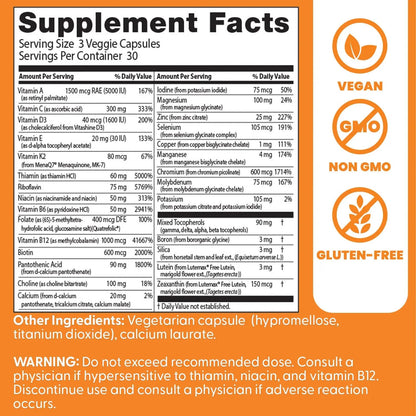 Doctors Best Multi-Vitamin Mineral Complex, Comprehensive Health Support, Non-GMO, Gluten Free, Vegan 90 Veggie Capsules Doctor's BEST