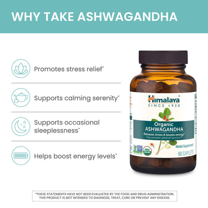 Himalaya Organic Ashwagandha Root, 2 Month Supply - Herbal Adrenal Support Supplements for Stress Relief and Energy Support - USDA Organic, Non-GMO, Vegan