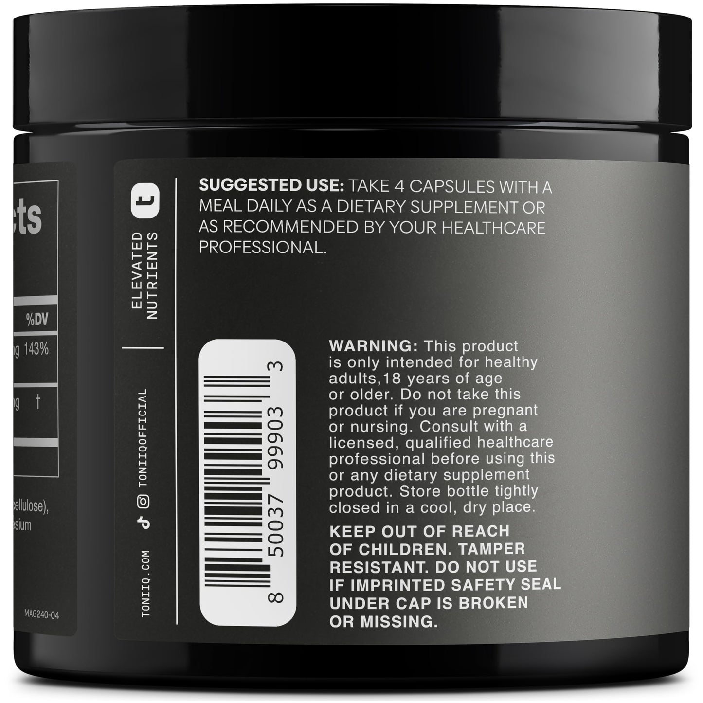 Toniiq 3,000mg Ultra High Strength Magnesium Glycinate - 20% Purified to Contain 600mg of Elemental Magnesium - Chelated and Bioavailable Magnesium