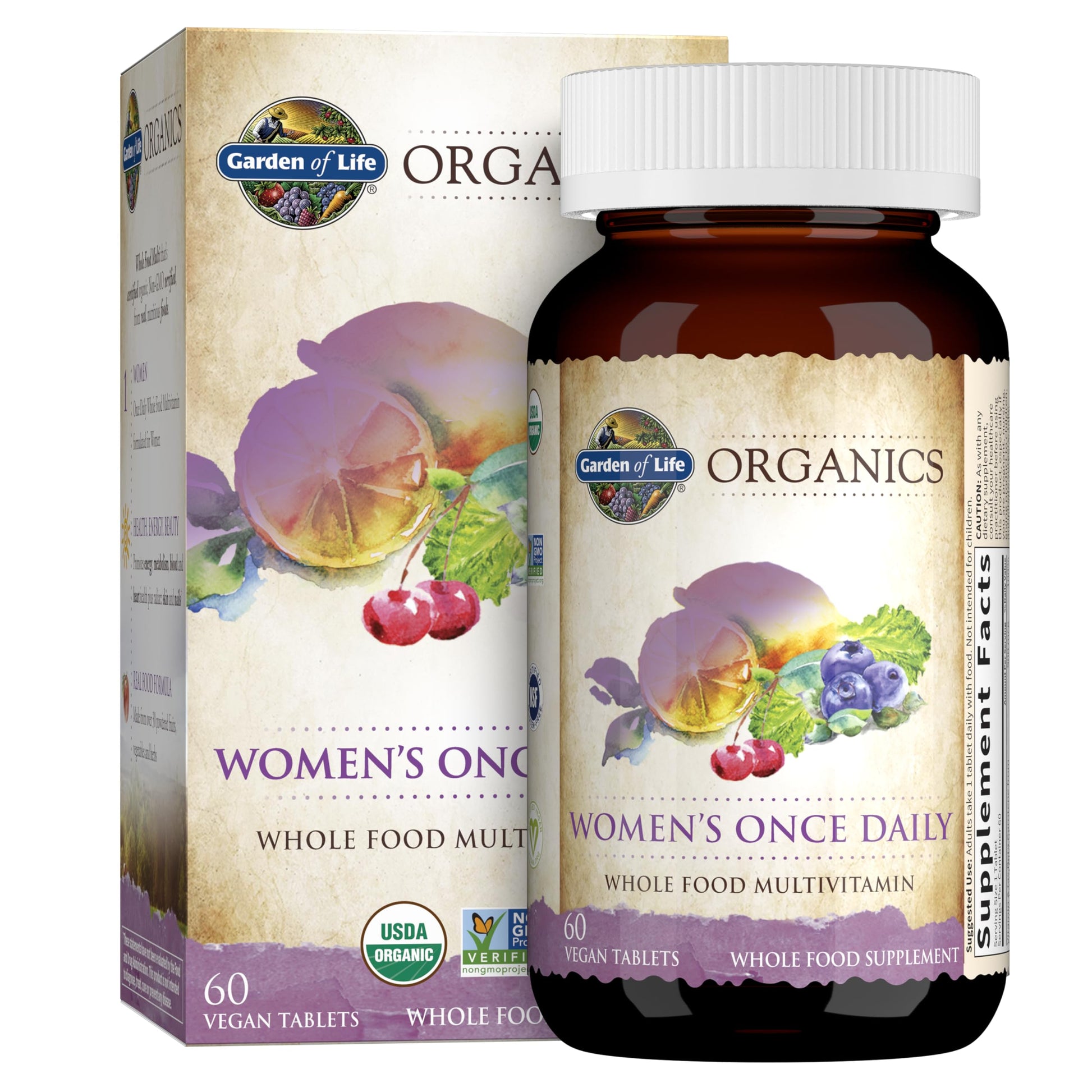 Garden of Life Organics Multivitamin for Women - Women's Once Daily Multi - Whole Food Multi with Iron, Biotin, Vegan Organic Womens Multivitamin for Health, Energy Hair Skin and Nails, 60 Tablets Garden of Life buy supplements Au