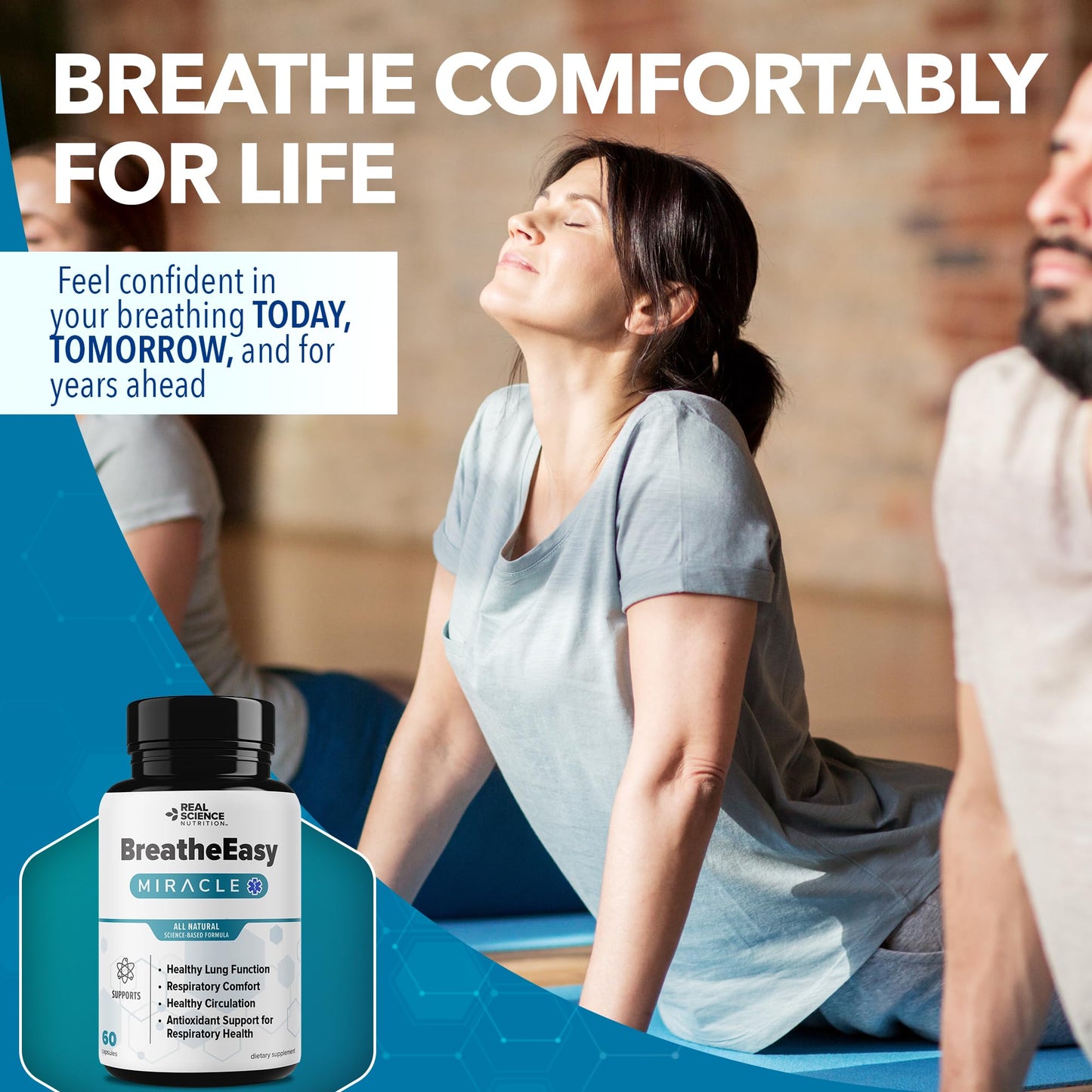 Real Science Nutrition BreatheEasy Lung Support Supplement for Lung Health & Respiratory Wellness – Lung Cleanse Formula with Vinitrox, GABA for Circulation Support - Made in USA - 60 Capsules Real Science Nutrition buy supplements Au
