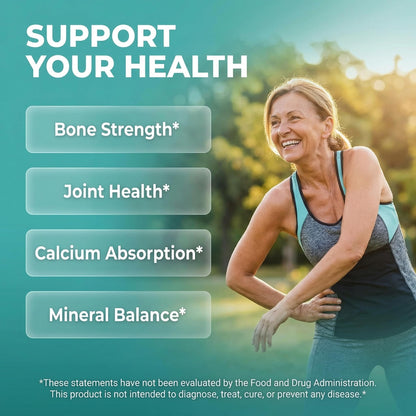 Allin1 Calcium Magnesium Zinc Supplement with Potassium, Copper, Strontium, Silica, Vitamin D3 K2, Boron, Vitamin B1 B12 Red Clover Herb Alfalfa Basil Pills for Men
