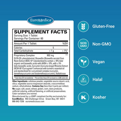 EuroMedica Curaphen Extra Strength - Curcumin & Boswellia Supplement for Healthy Circulation Support - Turmeric Supplement to Support Joints, Muscle Health & Endorphin Production - 60 Tablets EuroMedicaBuy Supplements Australia