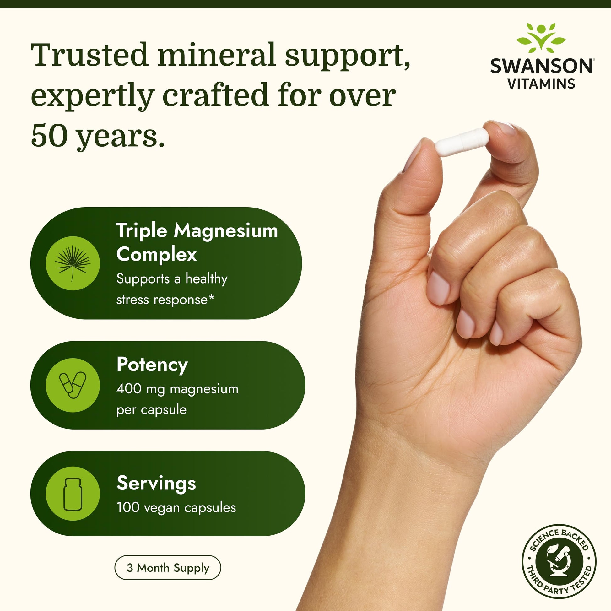 Swanson Triple Magnesium Complex - 100 Capsules, 400mg Each Swanson buy supplements Au