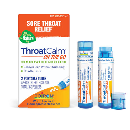 Boiron ThroatCalm On The Go Travel Essential for Relief of Sore Throat, or Scratchy, Red or Dry Throat, and Hoarseness - 2 Count (160 Pellets) Boiron buy supplements Au