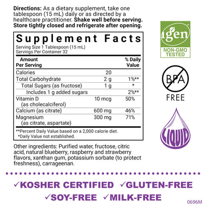 Bluebonnet Nutrition Liquid Calcium Citrate, Magnesium, Vitamin D3, Bone Health, Gluten Free, Soy Free, Milk Free, Kosher, 16 fl oz
