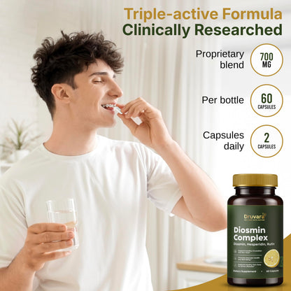 Druvara Diosmin Hesperidin with Rutin & B Vitamins | Vein Support Supplement for Leg Comfort, Healthy Circulation, Vein Strength & Improved Mobility - 60 Capsules DruvaraBuy Supplements Australia