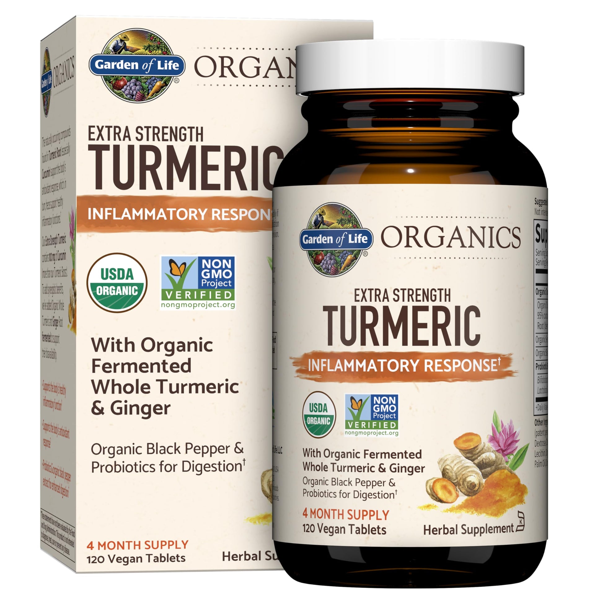 Garden of Life Organics Extra Strength Turmeric Inflammatory Response 120 Tablets-100Mg Curcumin (95% Curcuminoids) Black Pepper, Probiotics, Organic Non-GMO Vegan Gluten Free Herbal Supplement Garden of LifeBuy Supplements Australia