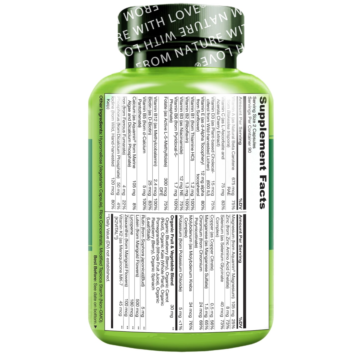 NATURELO Multivitamins for Teenage Girls/Boys, 180 Capsules, Whole Food Multivitamin with Minerals, Non-GMO, Vegetarian NATURELOBuy Supplements Australia