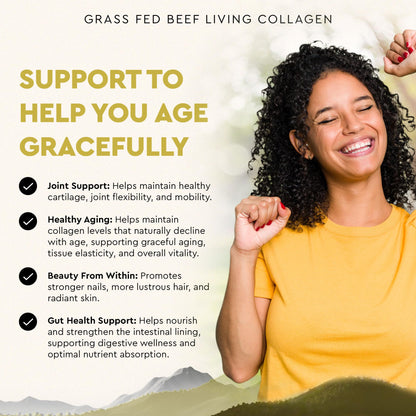 Ancestral Supplements Grass Fed Beef Living Collagen Nutritional Powder Supplement, 3000mg, Promotes Healthier, Younger Looking Skin, Hair