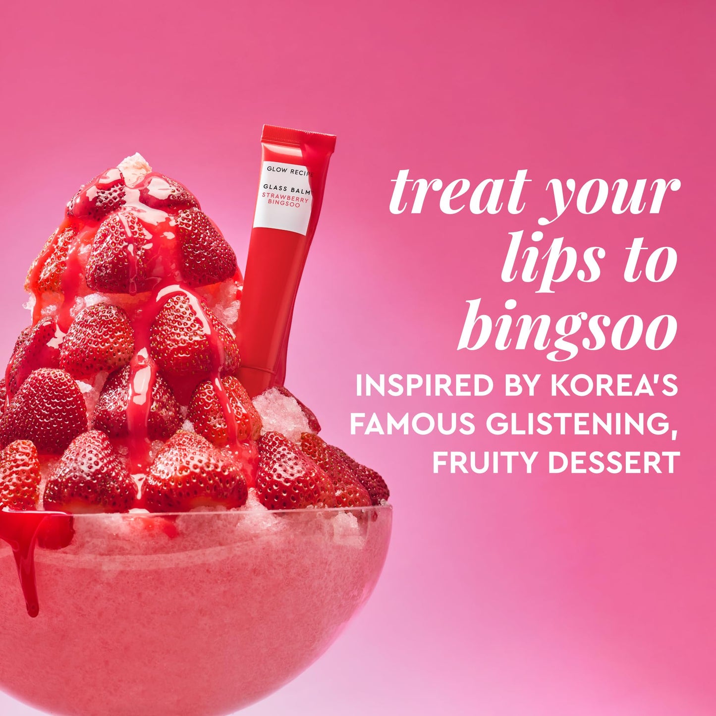 Glow Recipe Glass Balm Lip Treatment - 12Hr Hydrating Lip Balm & Moisturizer with Hyaluronic Acid to Smooth, Plump & Protect from Dryness - Sheer Pinky Red Tint, Strawberry Bingsoo (15 ml) Glow RecipeBuy Supplements Australia