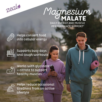 Zeal Naturals Triple Magnesium Complex Supplement - Glycinate, Malate, Citrate | 400mg, 180 Capsules | High Absorption Chelated Magnesium for Sleep, Mood, Muscle Recovery, Relaxation Zeal Naturals buy supplements Au