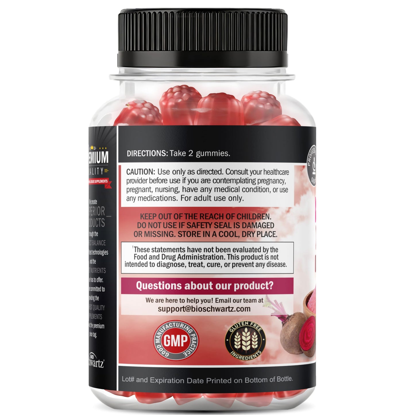 Sugar Free Beet Root Gummies - Nitric Oxide Gummies Infused with Coconut Oil for Highest Absorption - Supports Energy & Whole Body Health